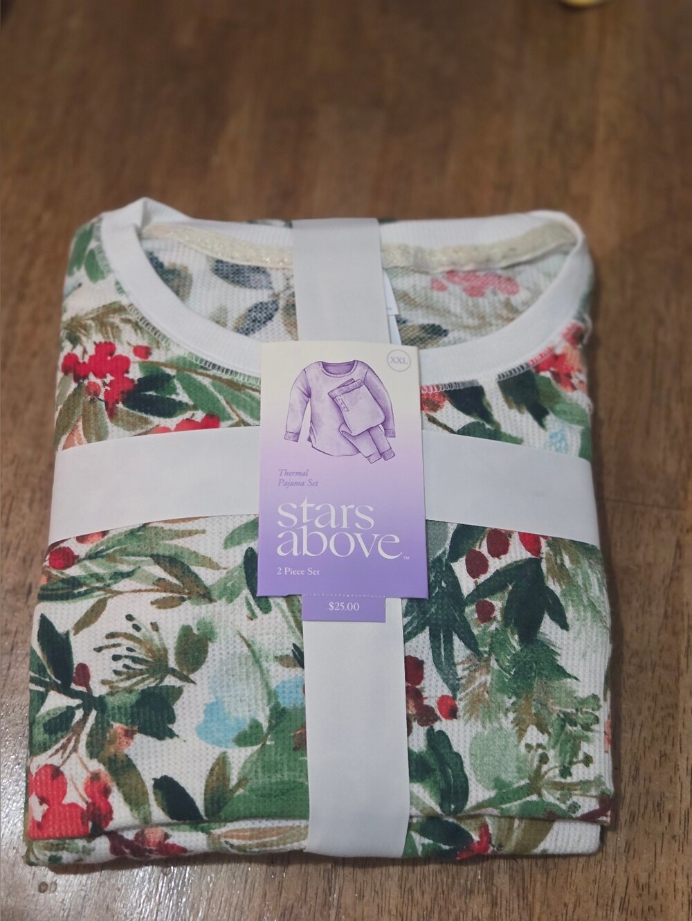 stars above Floral Thermal Top in White & Green Multi